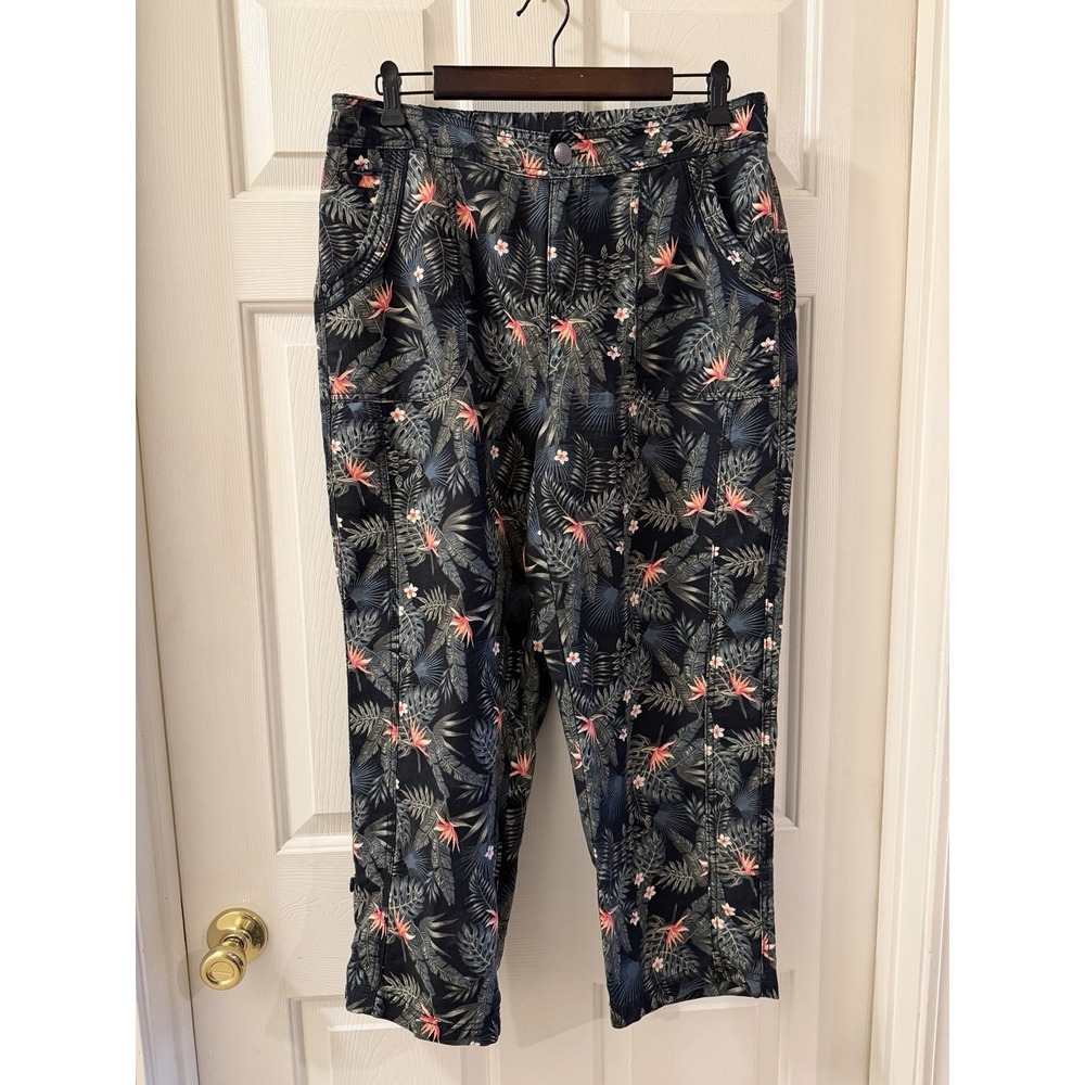 Women's Intro Love The Fit Pants Size 12 Petite Linen Blend Tropical Breathable
